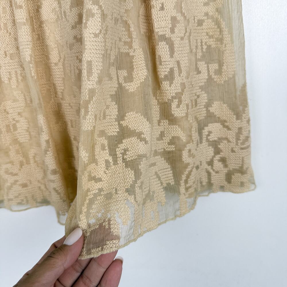 Sundance 100% Silk Lace Mini Boho Skirt Foldover Waistband Beige - L - Picture 4 of 9